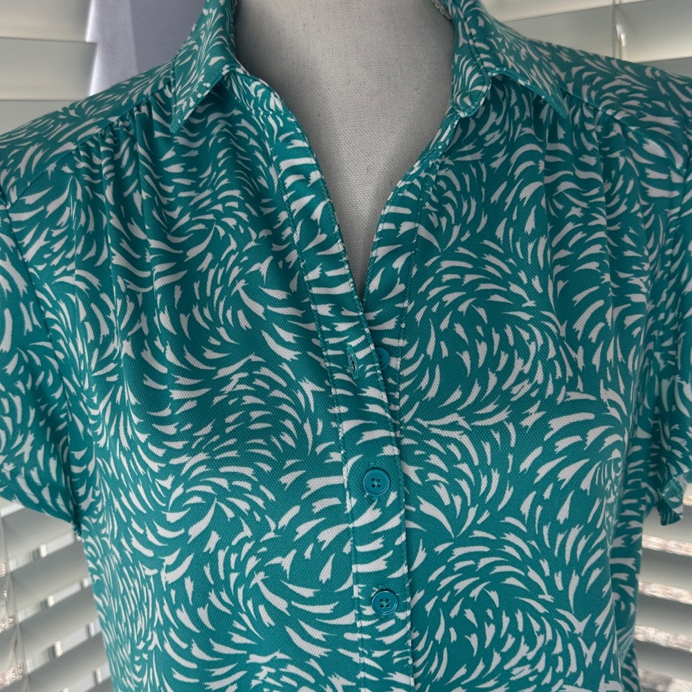 Chico's Turquoise Swirl Blouse - Picture 3 of 8